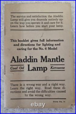 Vtg. Copper Aladdin Mantle Lamp Match Holder Model 6 Diagram & Directions Mint