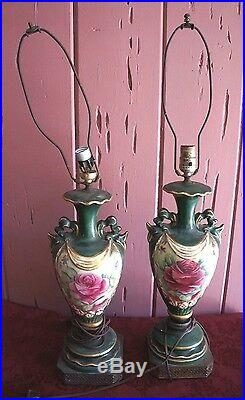 Vtg. Decorative Table Lamps Set Of 2 For Repair/ Parts As Is