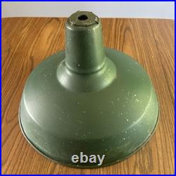 Vtg Enamel Green Porcelain Light Fixture Gas Station Industrial Parts Only