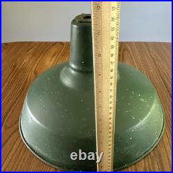 Vtg Enamel Green Porcelain Light Fixture Gas Station Industrial Parts Only