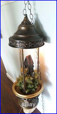 Vtg Grist Mill Table Top Oil Rain Lamp Moving Water Wheel Creators Inc FOR PARTS
