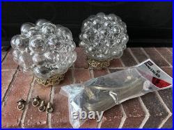 Vtg Hanging Light Lamp Parts Swag MCM Deco Glass Double Bubble Ceiling Modern
