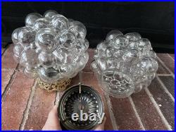 Vtg Hanging Light Lamp Parts Swag MCM Deco Glass Double Bubble Ceiling Modern