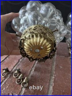 Vtg Hanging Light Lamp Parts Swag MCM Deco Glass Double Bubble Ceiling Modern