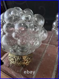Vtg Hanging Light Lamp Parts Swag MCM Deco Glass Double Bubble Ceiling Modern