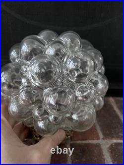 Vtg Hanging Light Lamp Parts Swag MCM Deco Glass Double Bubble Ceiling Modern