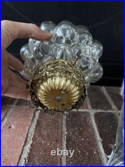 Vtg Hanging Light Lamp Parts Swag MCM Deco Glass Double Bubble Ceiling Modern