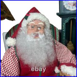 Vtg Holiday Creations Animated Santa with Clock Puppy Working Tiffany Lamp READ