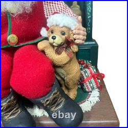Vtg Holiday Creations Animated Santa with Clock Puppy Working Tiffany Lamp READ