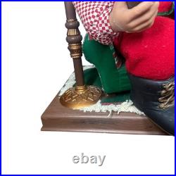 Vtg Holiday Creations Animated Santa with Clock Puppy Working Tiffany Lamp READ