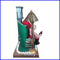 Vtg Holiday Creations Animated Santa with Clock Puppy Working Tiffany Lamp READ