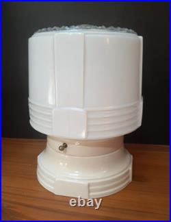 Vtg Lamp Light Shade WHITE Glass CERAMIC Ceiling FIXTURE Deco/MCM Parts / repair