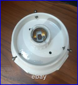Vtg Lamp Light Shade WHITE Glass CERAMIC Ceiling FIXTURE Deco/MCM Parts / repair