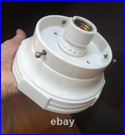 Vtg Lamp Light Shade WHITE Glass CERAMIC Ceiling FIXTURE Deco/MCM Parts / repair