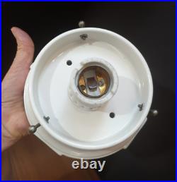 Vtg Lamp Light Shade WHITE Glass CERAMIC Ceiling FIXTURE Deco/MCM Parts / repair