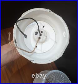 Vtg Lamp Light Shade WHITE Glass CERAMIC Ceiling FIXTURE Deco/MCM Parts / repair