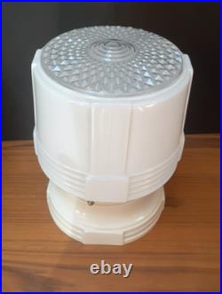 Vtg Lamp Light Shade WHITE Glass CERAMIC Ceiling FIXTURE Deco/MCM Parts / repair