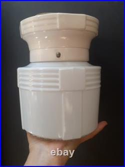 Vtg Lamp Light Shade WHITE Glass CERAMIC Ceiling FIXTURE Deco/MCM Parts / repair