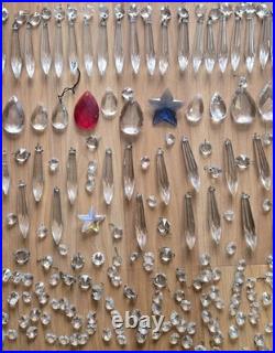 Vtg Lot Of Chandelier Lamp Crystal Gothic Finial Tip Cut Glass Prism Parts
