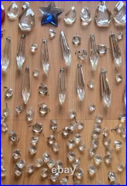 Vtg Lot Of Chandelier Lamp Crystal Gothic Finial Tip Cut Glass Prism Parts