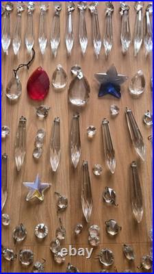 Vtg Lot Of Chandelier Lamp Crystal Gothic Finial Tip Cut Glass Prism Parts