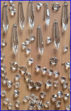 Vtg Lot Of Chandelier Lamp Crystal Gothic Finial Tip Cut Glass Prism Parts