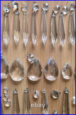 Vtg Lot Of Chandelier Lamp Crystal Gothic Finial Tip Cut Glass Prism Parts