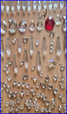 Vtg Lot Of Chandelier Lamp Crystal Gothic Finial Tip Cut Glass Prism Parts
