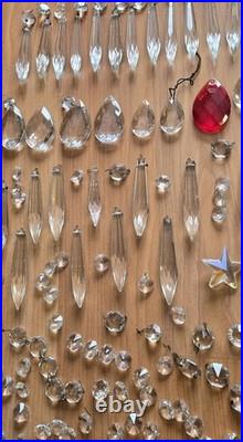 Vtg Lot Of Chandelier Lamp Crystal Gothic Finial Tip Cut Glass Prism Parts