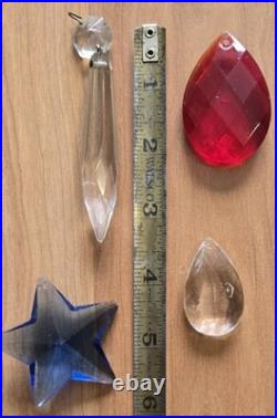 Vtg Lot Of Chandelier Lamp Crystal Gothic Finial Tip Cut Glass Prism Parts