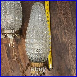 Vtg MCM 16 Pineapple Glass Double Hanging Swag Pendant Untested Parts Only