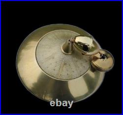 Vtg MID Century Modern Ufo Atomic Pendant Brass Glass Pull Down MCM Lightfixture