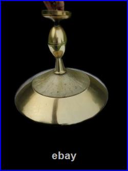 Vtg MID Century Modern Ufo Atomic Pendant Brass Glass Pull Down MCM Lightfixture