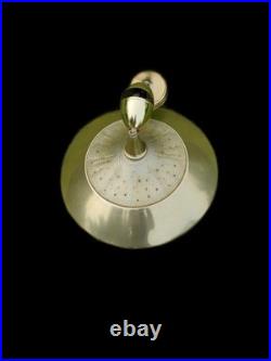 Vtg MID Century Modern Ufo Atomic Pendant Brass Glass Pull Down MCM Lightfixture
