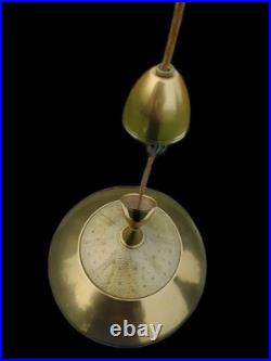 Vtg MID Century Modern Ufo Atomic Pendant Brass Glass Pull Down MCM Lightfixture