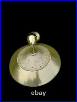 Vtg MID Century Modern Ufo Atomic Pendant Brass Glass Pull Down MCM Lightfixture