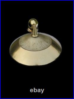Vtg MID Century Modern Ufo Atomic Pendant Brass Glass Pull Down MCM Lightfixture