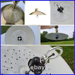 Vtg MID Century Modern Ufo Atomic Pendant Brass Glass Pull Down MCM Lightfixture