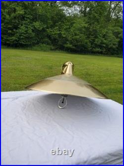 Vtg MID Century Modern Ufo Atomic Pendant Brass Glass Pull Down MCM Lightfixture
