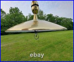 Vtg MID Century Modern Ufo Atomic Pendant Brass Glass Pull Down MCM Lightfixture