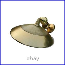 Vtg MID Century Modern Ufo Atomic Pendant Brass Glass Pull Down MCM Lightfixture