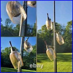 Vtg MID Century Tension Pole Lamp Rare Amber 3 Light Brass MCM Atomic 60s Works