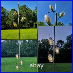 Vtg MID Century Tension Pole Lamp Rare Amber 3 Light Brass MCM Atomic 60s Works