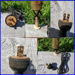 Vtg MID Century Tension Pole Lamp Rare Amber 3 Light Brass MCM Atomic 60s Works