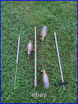 Vtg MID Century Tension Pole Lamp Rare Amber 3 Light Brass MCM Atomic 60s Works