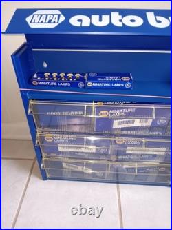 Vtg NAPA AUTO LAMP BULBS Counter Wall Display Cabinet U. S. A. NAPA BULB-NEW