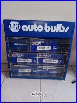Vtg NAPA AUTO LAMP BULBS Counter Wall Display Cabinet U. S. A. NAPA BULB-NEW