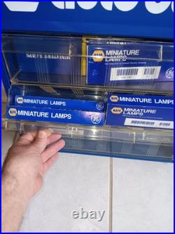 Vtg NAPA AUTO LAMP BULBS Counter Wall Display Cabinet U. S. A. NAPA BULB-NEW