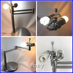 Vtg Walter Von Nessen Chrome Swing Arm Desk Table Lamp Defects Parts Sold As Is