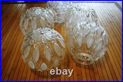 Vtg ball shaped globe textured glass flower leaves 6 SET OF 5 lamp parts